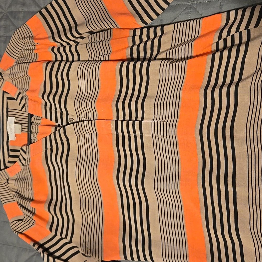 Loft striped salmon  pink and Black Women's Top